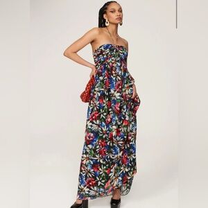 Ronny Kobo Avril Maxi Halter Midnight Floral Long Dress Floral- XS Extra Small
